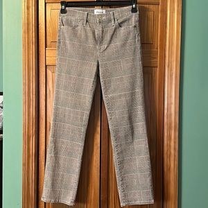 Frame “Le High Straight” twill plaid jeans